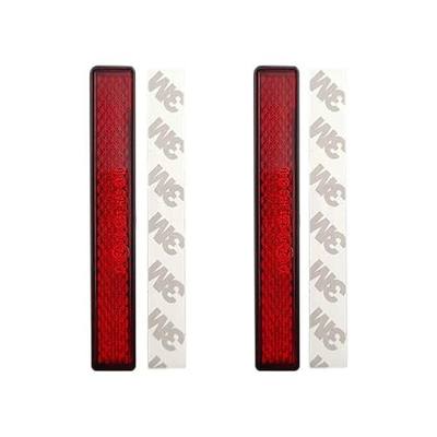 Self-Adhesive Slim Rectangular Reflectors – High-Visibility Reflector for Motorcycles, Cars, Trucks, Trailers (Red, 2-Pack)