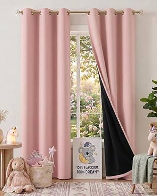 NICETOWN 100% Blackout Pink Curtains for Girls Room, Grommet Nursery Window Treatment Macaron Thermal Insulated Drapes for Princess Room Decor, W40 x L84, 2 Panels