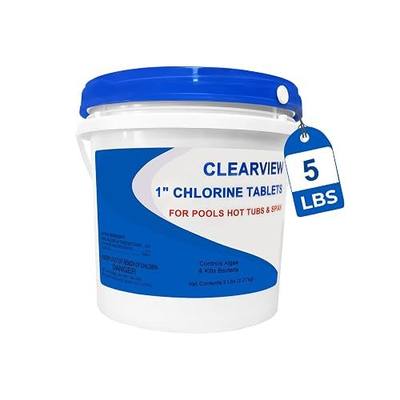 ClearView Chlorine Tablets 1 Inch 1" Chlorinating Tablets for Pools, 5 Lbs | Stabilized Chemical Sanitizer, Slow-Dissolving, Control Algae Kills Bacteria, 90% Available Chlorine