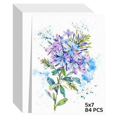 84 Sheets Watercolor Paper 5x7, 110lb/230gsm Cold Press Watercolor Paper | Cotton Water Color Paper Bulk, White Drawing Paper for Sketching, Acrylic, Gouache, Watercolor Supplies for kids Adults