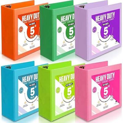 Sinload 6 Pcs 3 Ring Binder, Large Capacity D Ring Binders with Pockets, 8.5" x 11" Presentation Folder View Binder with Customizable Clear Cover for Documents Files Projects(Multicolored,5 Inch)