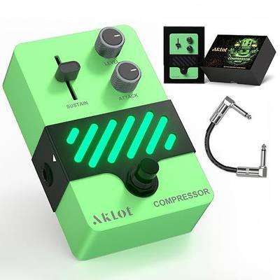 AKLOT Compressor Electric Guitar Pedal: Smooth Studio-Level Compression for Clean Sustain, Dynamic Touch-Responsive Control, Level & Sustain Knobs, Mini Guitar Effect Pedal True Bypass, NEON PulseLock