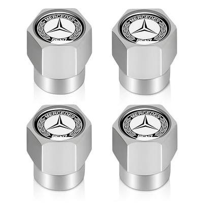 Tire Valve Stem Cap Cover for Mercedes-Benz AMG A C E S Class Series GLK CLA GLA GLC GLE CLS SLK Metal Wheel Air caps Auto Valve Stem Caps Accessories 4 Pack Silver