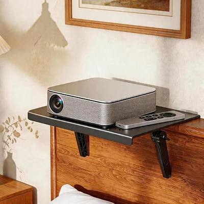 No Drill Projector Shelf, Adjustable Headboard and Sofa Projector Mount, Wall Mounted Shelf for Projector, Small Devices, Space Saving Projector Stand for Bedroom, Living Room, Office