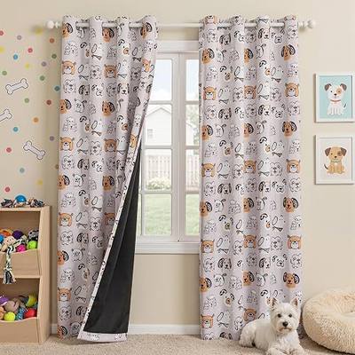 MYSKY HOME Kids Blackout Curtains 95% Light Blocking Grommet Drapes 84 Inch Length 2 Panels Set with Cartoon Dog Patterns for Girls Boys Nursery Bedroom Playoom, Each Panel 52" W, Grey