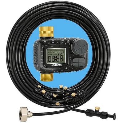 Misters for Outside Patio with Automatic Sprinkler Timer | 50FT Misting System, Extra 10FT Water Pipes,17 Nozzles, Filter, Brass Adapter(3/4"), Outdoor Plant Misters for Patio Cooling