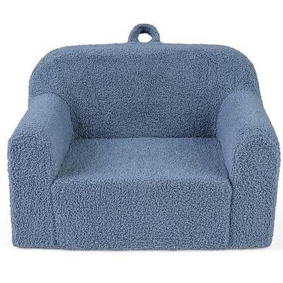 Costzon Kids Couch, Comfy Toddler Sofa Chair with Soft Fleece Fabric Cover, Kids Furniture for Playroom, Children Reading Armchair for Boys & Girls Aged 3+ Birthday (Medial,Blue)