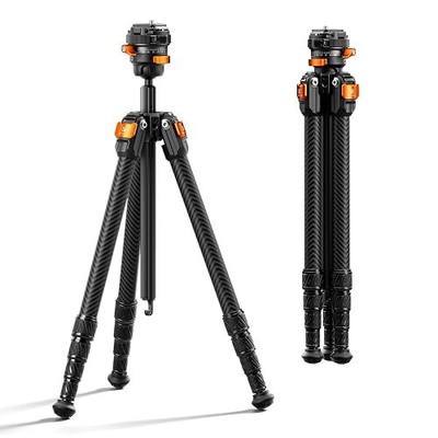 K&F CONCEPT 60" Carbon Fiber Travel Tripod for Camera | 2.0lb Ultra-Light, Flexible Center Axis, 360° Pan/Tilt Ball, Arca QR Plate, Max Load 13.2lb, A225C2+BH-28R
