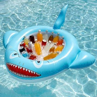 Cosweet Inflatable Shark Floating Cooler for Pool Party Decorations | 23'' x 18'' Leakproof PVC Pool Cooler, Reusable Drink Holder with Easy Drain Plug for Summer Beach Lake River Birthday Decor