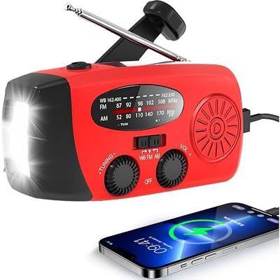 Hand Crank Emergency Radio, AM/FM/NOAA Weather Radio with 2000mAh Battery Operated, Solar Powered & USB Charging, Flashlight, Reading Light,SOS Alarm, Headphone Jack for Outdoor Indoor