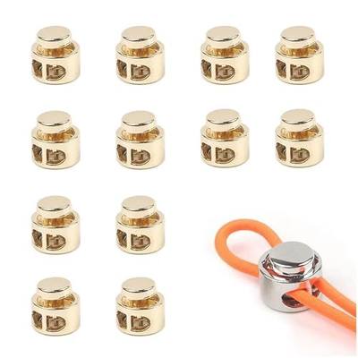 12-Pack Golden ABS Cord Locks, Spring-Loaded Sliding Fasteners for Drawstring Bags, Apparel, Backpacks & Paracord Shoelaces – Professional Cord End Fixing Hardware