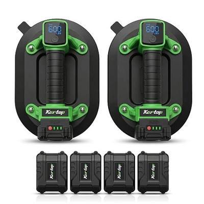 Heavy Duty Suction Cups for Glass Lifting, 600LBS Battery Powered Suction Tool with Digital Display, 4x2400mAh Batteries, Electric Lifter for Granite, Tile, Metal, Large Glass