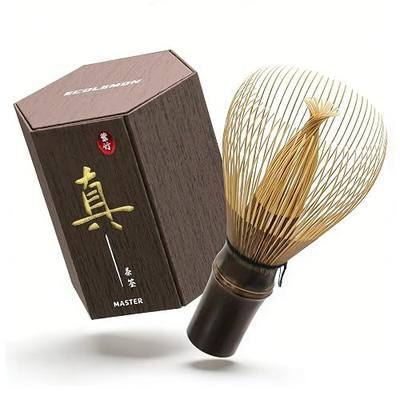 Handcrafted Matcha Whisk(1-Piece), Kurotake Shin Chasen, Matcha Wisk for Ceremonial Grade Matcha Powder, Dark Bamboo Whisk, Master Made Ceremonial-Grade Macha Whisks
