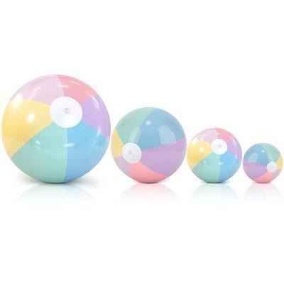 MiniInflat 4 Pack Beach Balls in 4 Sizes (24" 16" 12" 8"), Inflatable Pastel Pool Balls for Kids Adults, Summer Beach Party Hawaiian Luau Birthday Party Supplies, Water Toys Gifts(Macarons)