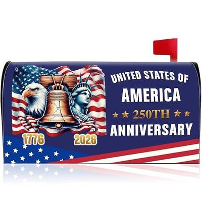 250 Years America Magnetic Mailbox Cover, 250th Anniversary USA Magnetic Mailbox Cover Large Size 25.5 X 21, Patriotic Flag Oversize Mail Post Box Covers for Holiday Festival Outdoor Yard Garden Decor