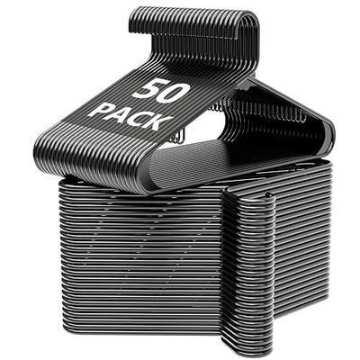 Black Plastic Hangers 50 Pack with Non-Slip Built-in Strap Hooks | Space-Saving Clothes Hangers, Durable Closet Organizer for Coats, Jackets, Shirts, Pants