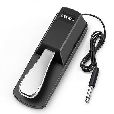 LEKATO Sustain Pedal for Keyboard, Universal Sustain Pedal with Polarity Switch, 1/4'' 6.35mm TS Input Plug, Fit for Most Electronic Keyboard Digital Piano, for Yamaha Casio Roland Korg Behringer Moog