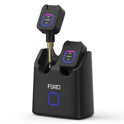 FORE 5.8GHz Wireless Bass&Guitar Transmitter & Receiver Audio System with Charging Case, 6 Channel, Detachable 6.35mm&3.5mm Jack Works with Electric Bass & Guitar 100ft/30m Transmission Distance