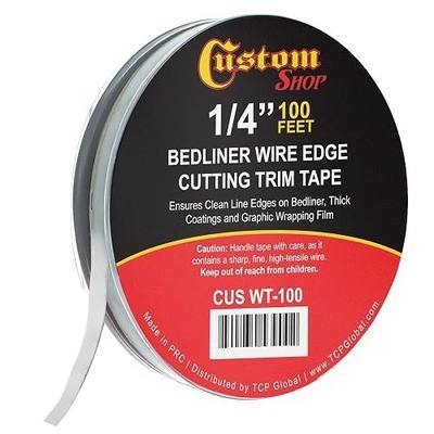 Custom Coat Professional Bedliner Wire Edge Tape, 1/4" x 100ft Roll - Precision Metal Cutting Filament for Spray-On Truck Liners Vinyl Wraps & Thick Epoxy/Urethane Coatings-Achieve Factory-Clean Edge