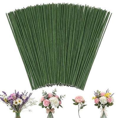 Tudomro 300 Pcs 26 Gauge Dark Green Floral Wire Stems 14 Inch Flexible Flower Stem for Artificial Flower DIY Rust Proof Craft Wire for Floral Arrangement Bouquet Wreath Plant Binding Wedding Decor