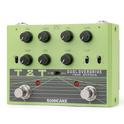 SONICAKE Overdrive Pedal with 30+ Tone Combinations, Twin TS Effects Guitar Pedal with 3 EQ Modes, 2 Clipping Modes, Flexible Routing, Pure Analog Circuit, True Bypass - T&T QDS-07