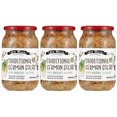 Traditional German Salad, 3-Pack 32 oz Glass Jar | Pickled Shredded Cabbage, Carrot, Red Pepper | Gluten Free | No Preservatives | European Style Pickled Vegetables for Deli Salad