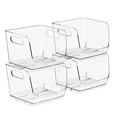 Sorbus Stackable Storage Bins Open Front, Clear Stackable Storage Bins, Pantry Bins for Storage and Organization, Acrylic Stackable Bins for Kitchen, Clear Pantry Organizer Bins (Small Square 4 Pack)