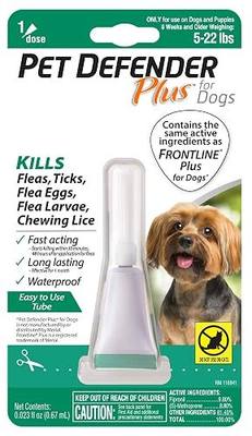Pet Defender Plus for Dogs & Puppies Flea & Tick Topical, 1 Count, 8 Weeks and Older Weighing 5-22 lbs