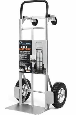 SIMPLI-Magic 2-in-1 Convertible Hand Truck & Dolly - 800 lb Capacity Heavy Duty Folding Platform Cart with Rubber Wheels for Moving Boxes, Furniture & Appliances