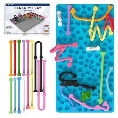 Sensory Activity Board for Kids, Silicone Fidget Toy with 12 Strings & Bag | Food-Grade Silicone, Quiet Sensory Play, Montessori Learning, Travel Friendly, BPA-Free, Fine Motor Skills Development