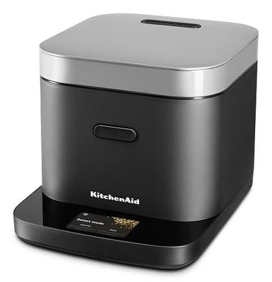 KitchenAid Compact 8 Cup Grain and Rice Cooker, Integrated Scale, KGC2154BM | Precise Pour Technology, Integrated Scale, 16 Presets, Steam cooking basket, Easy to Clean, Black Matte