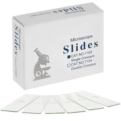 50 Pack Concave Microscope Slides, Pre-Cleaned Optical Glass | Ground Edges, Blank Microscope Slides for Students, Science, Sealed Packaging