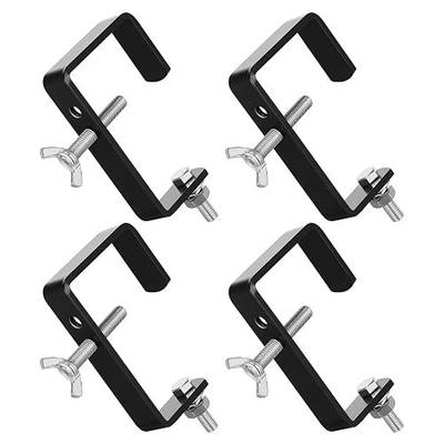 Zonon 4 Pack Square Tube Truss Clamp Hook, Heavy Duty Stage Light Clamp for Square Truss 40-60mm OD, Galvanized Iron DJ Light Holder for Moving Head Par Spotlight, 88 Lbs / 40kg Load (Black)