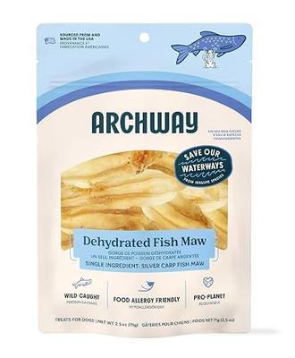 ARCHWAY Dehydrated Silver Carp Fish Maw Single Ingredient Dog Treat - Omega-Rich Wild Caught - High Protein, Simple Ingredients Healthy Dog Treats - Hypoallergenic, Gluten-Free - USA Made (2.5 oz)