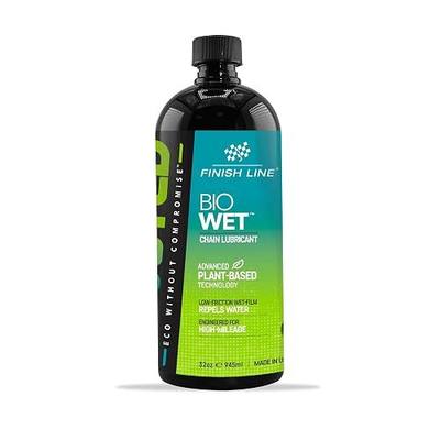Finish Line Boosted Bio Wet Bike Chain Lubricant, Plant-Based High Performance Formula, Water-Repelling Wet Film for All Conditions Cycling, 32 oz Refill | bike-oils