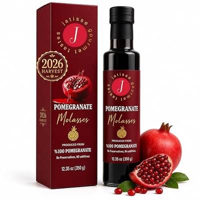 (2026 Harvest) Jatisse Pomegranate Molasses 12.35 fl oz – 100% Natural, No Sugar Added, Naturally Tart Mediterranean Molasses for Salads, Marinades & Cooking (12.35 Fl Oz (Pack of 1))