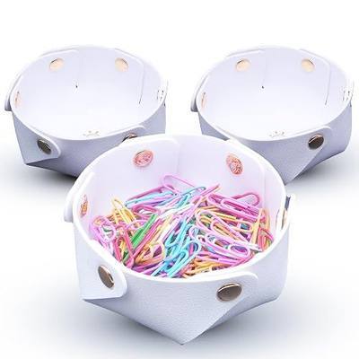 3Pcs Cute Leather Paper Clip Holder, Stylish Binder Clips Holder, White | White desk accessories, office supplies, office decor