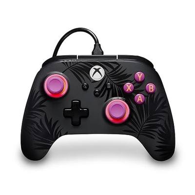 PowerA Advantage Plus Wired Controller for Xbox Series X|S - Moonlit Palms, officially licensed, adjustable height thumbsticks, hall effect, mappable buttons, works with Xbox One and Windows 10/11 PC