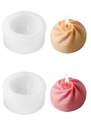 3D Bun Dumpling Silicone Mold, 2 Pieces Steaming Dumpling Shape Candle Molds for Chocolate, Resin, Soap | Baozi Bun Bread Fondant Molds for Baby Shower Birthday Party DIY Crafts (Bun)