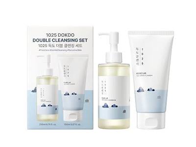 ROUND LAB Dokdo 2-Step Pore Purifying Cleanser Duo | 1025 Dokdo Cleansing Oil and Cleanser, Makeup Blackhead Remover, For Sensetive Skin, Easy to Wash, Korean Skin Care