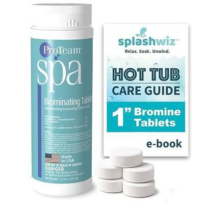 ProTeam Spa Bromine Tablets for Hot Tub – 1” Slow-Dissolving Bromine Tabs for Spa Sanitizing – 1.5 lb – SplashWiz Care Guide Included