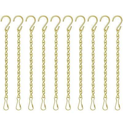 9.5 Inch Plant Hooks for Hanging Baskets,Gold Hanging Chains with S Hook and Clip for Planters, Bird Feeders,Chalkboards, Basket, Lanterns,Lanterns Indoor Outdoor Decorative