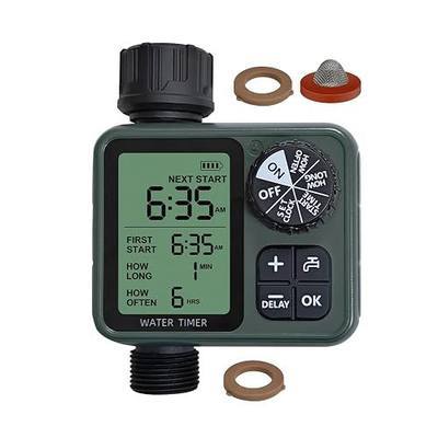 Programmable Water Timer for Garden Hose, Outdoor Sprinkler Timer with Rain Delay & Manual Mode,Inlaid Brass Connector Irrigation Controller for Lawn Yard Landscape, 1 Outlet Large LCD Display