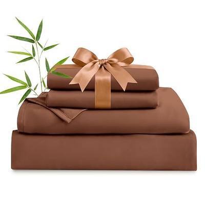 MICORAL King Size Sheets Set, Rayon Derived from Bamboo Cooling Sheets for Hot Sleepers, Breathable & Soft, Deep Pocket Up to 16 Inches, Hotel Luxury Silky Bedding, Brown