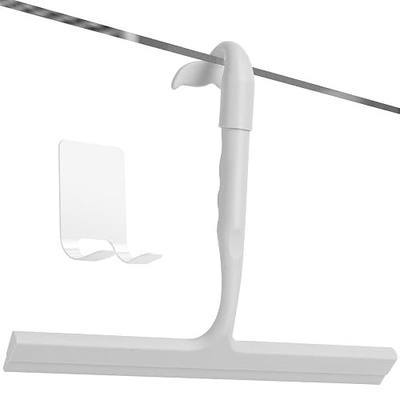 Shower Squeegee for Glass Doors, All One Piece Award Winning Squeegee | 2-in-1 Silicone Squeegee with Hook | Streak-Free Bathroom Squeegee for Shower Glass,Mirror,Bathroom,Tile Wall | 10-Inch,Gray