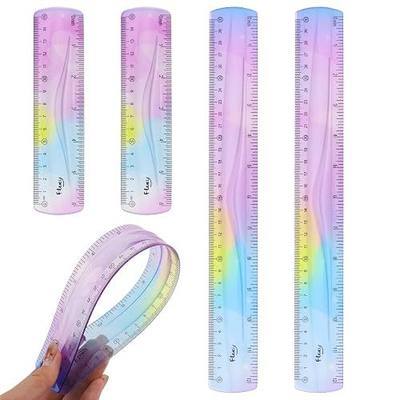 4 Pack Flexible Ruler Set, 12 Inch & 6 Inch Bendable Rulers for Kids, Soft Plastic Rulers with Dual-Sided cm/inch Scale, Gradient Color Flex Ruler for School, Home, Office