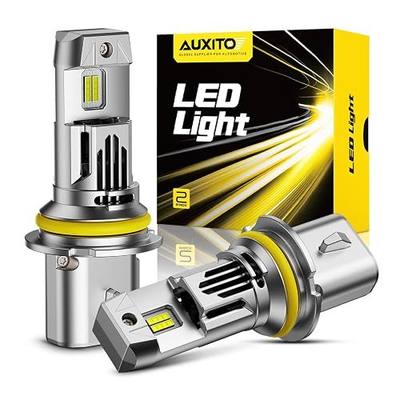 AUXITO 9007/HB5 Bulbs, 80,000LM 15X Super Output, 6500K Cool White, Long Lifespan, 1:1 Mini Size Replacement Light Bulbs, Plug-N-Play, Pack of 2