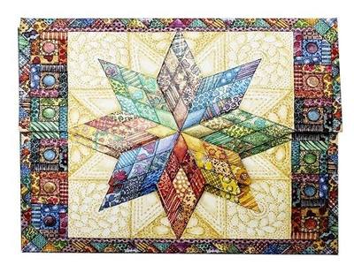 Poster Foundry Star Quilt Boxed Note Cards by Carol Wilson. 10 embossed 4x5 Die-Cut Notecards and Matching Envelopes in Decorative Gift Box with Magnetic Flap. NCP2113