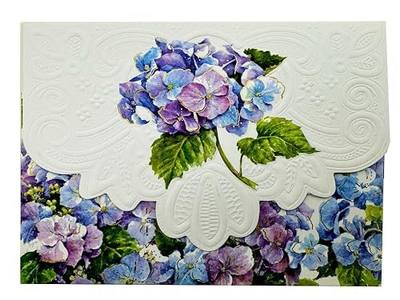 Poster Foundry Blue Hydrangea Boxed Note Cards by Carol Wilson. 10 embossed 4x5 Die-Cut Notecards and Matching Stationery Envelopes in Decorative Gift Box with Magnetic Flap. NCP2101