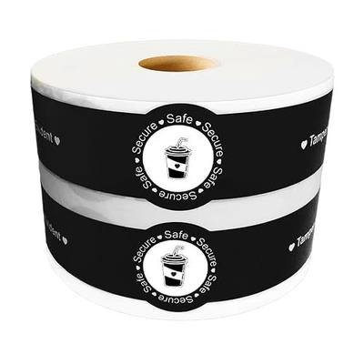 Safe Secure Tamper Evident Seals Stickers for Drink Lids 1.25" x 9" Food Delivery Stickers 500 Pcs Freshness Labels for Coffee Milk Tea Ice Cream Drink Lids Food Seal(Black)